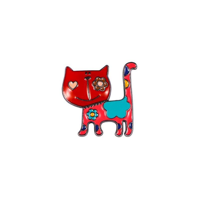 Cartoon Personality Painting Cat Brooch Alloy Drip Animal Brooch Small Pin Women's Clothing Accessories