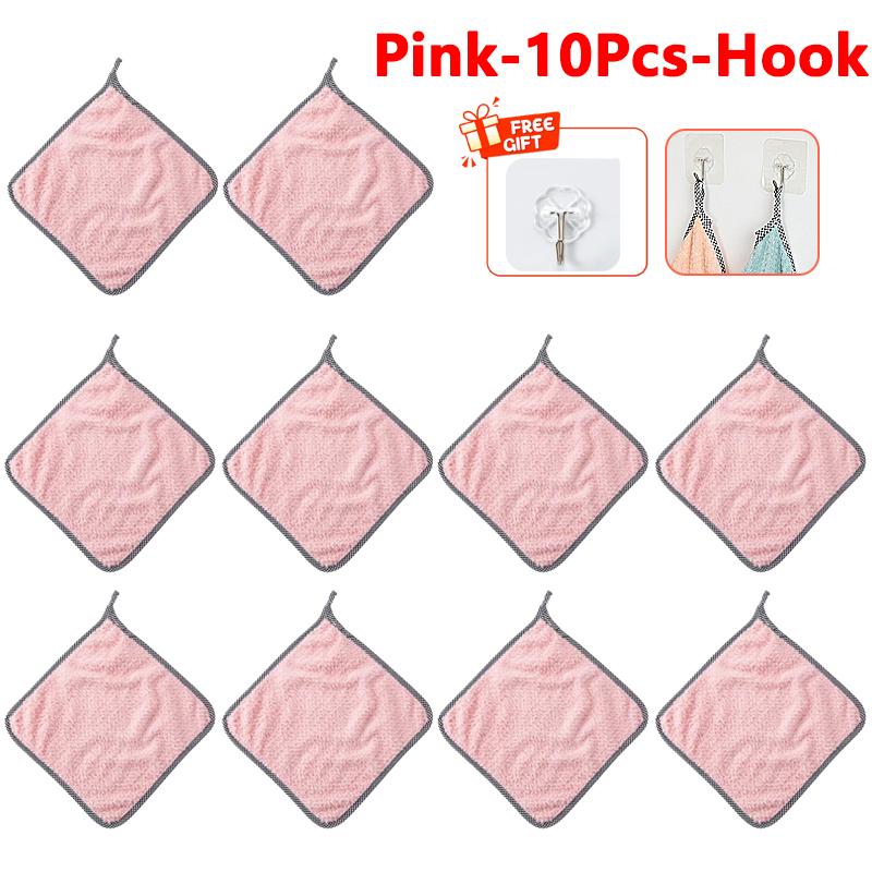 10 Pcs Microfiber Kitchen Dish Cloth Super Absorbent Cleaning Cloth Non-stick Oil Wipe Rags Household Cleaning Towels Tools