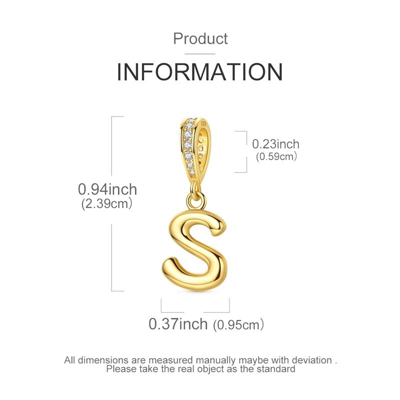 copper Alphabet Charm Bead Charms Bead Charms Golden 26 AZ letters Pendants Compatible With Women Authentic Bracelets Do It Yourself Christmas Gift