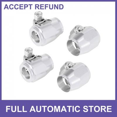 FOUR AN4 Hose Finisher Flexible Rubber Pipe Clamp for Oil Fuel Hose Silver Tone