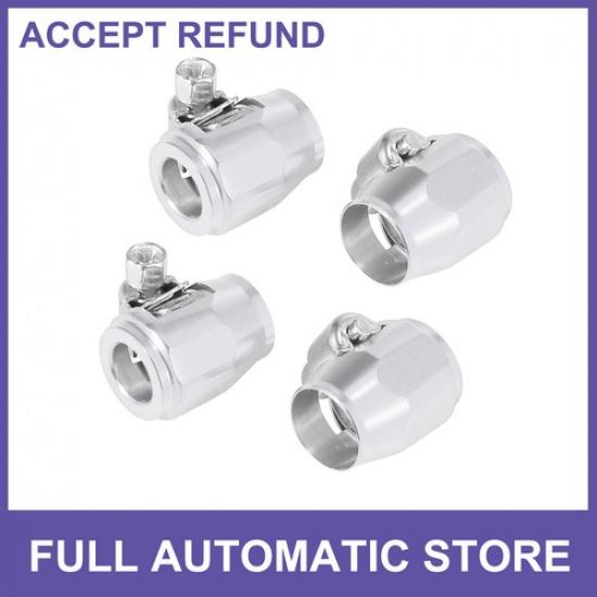 FOUR AN4 Hose Finisher Flexible Rubber Pipe Clamp for Oil Fuel Hose Silver Tone