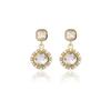 Silver Needle Chic Retro Geometric Square Earrings with Rhinestones & Pearls for Women