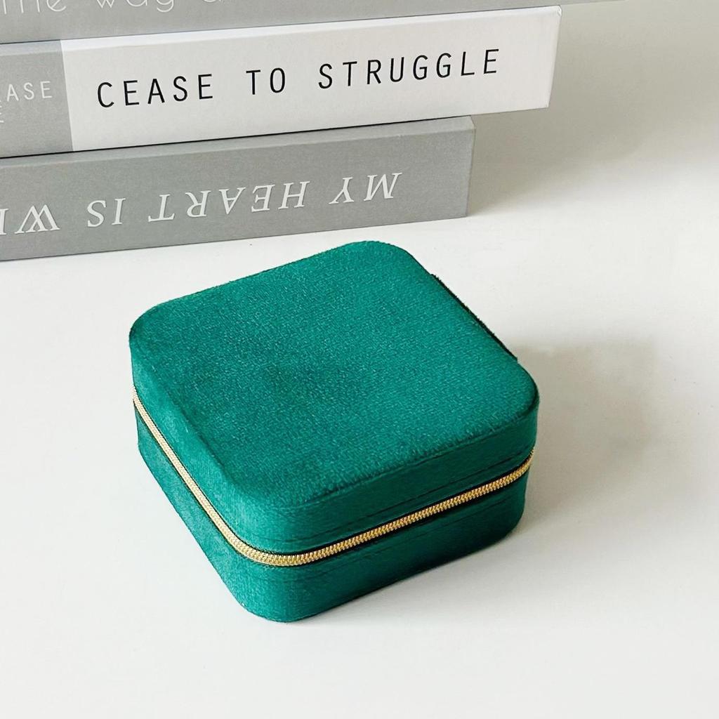 Elegant Flocking Cloth Jewelry Box - Portable Storage for Rings, Necklaces, Earrings with Zipper