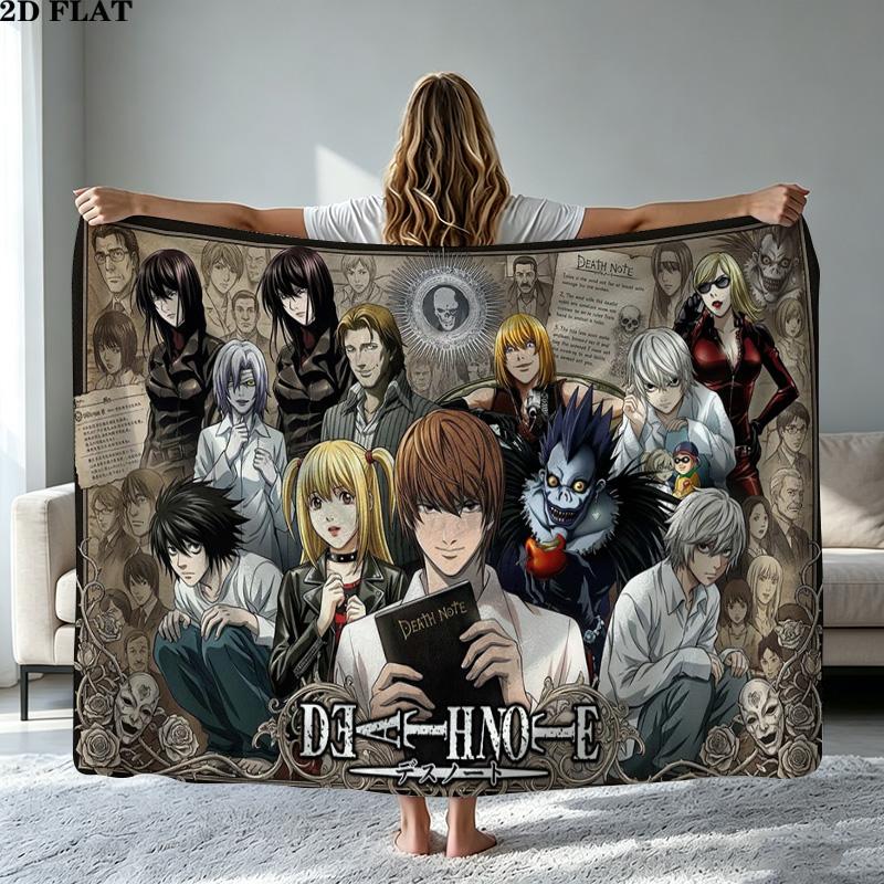 Anime DEATH NOTE Print Flannel Blanket High Quality Warm Comfortable Cover for All Seasons Perfect for Gifts Home Decor