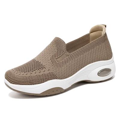 Damen Sneaker Frühling/Herbst Neu Atmungsaktiv Gestrickt Freizeit Schuhe Mode Slip-on Weiche Dicke Sohle Walking Schuhe Zapatos Mujer