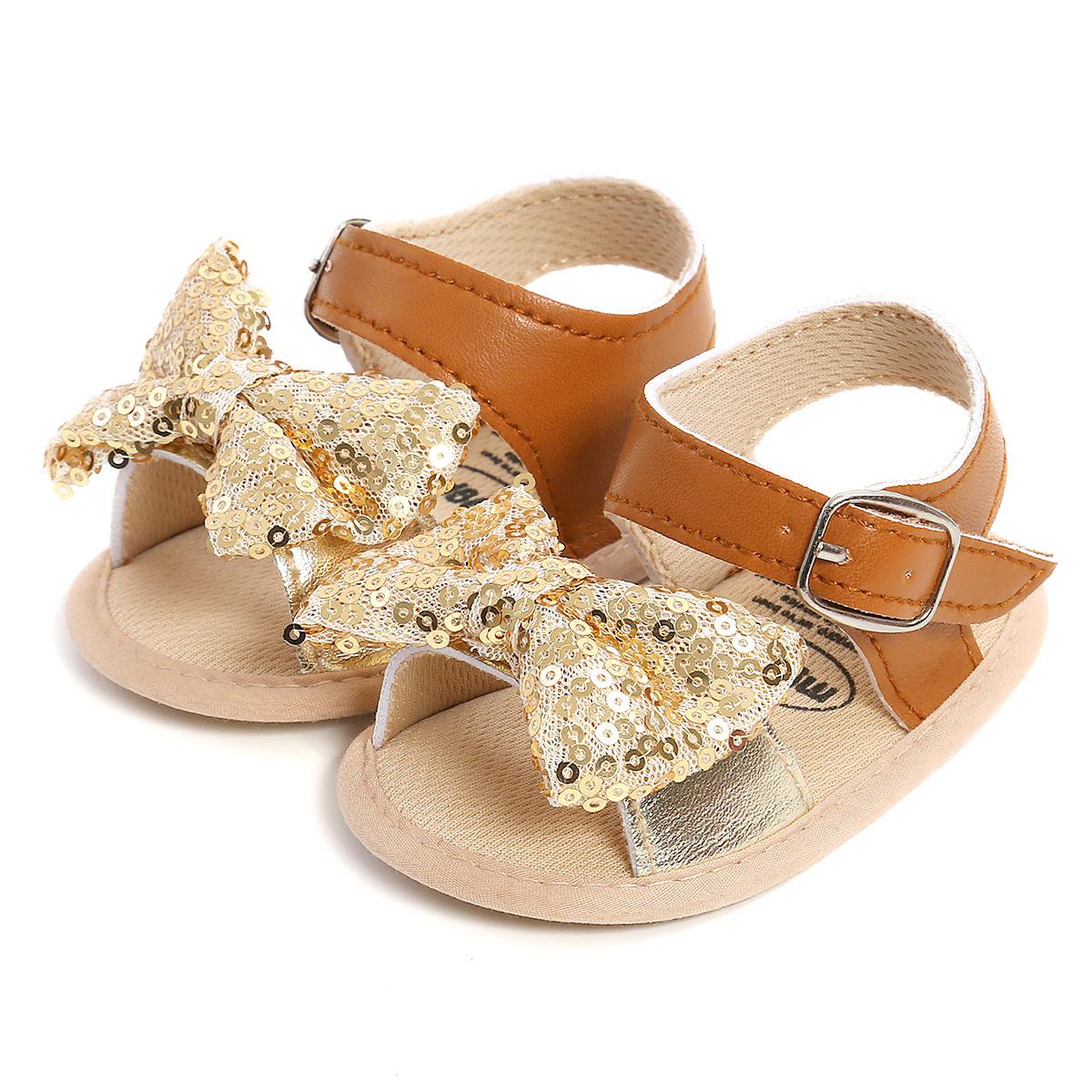 

MYGGPP/весенне-летняя детская обувь с бантом, сандалии с мягкой подошвой, детская обувь, женская обувь для малышей 12cm золотой