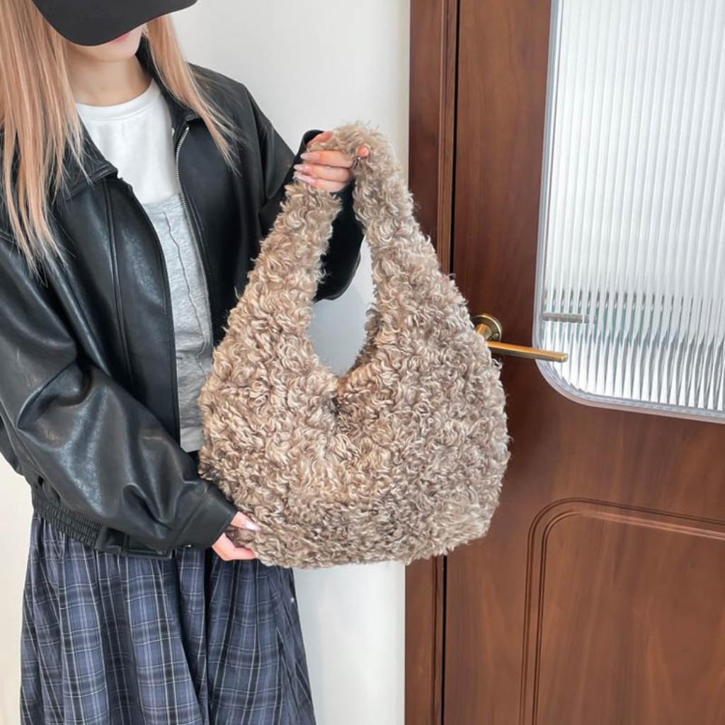 Bolso de Hombro de Felpa para Mujer, Felpa, Gran Capacidad, para el Viaje Diario