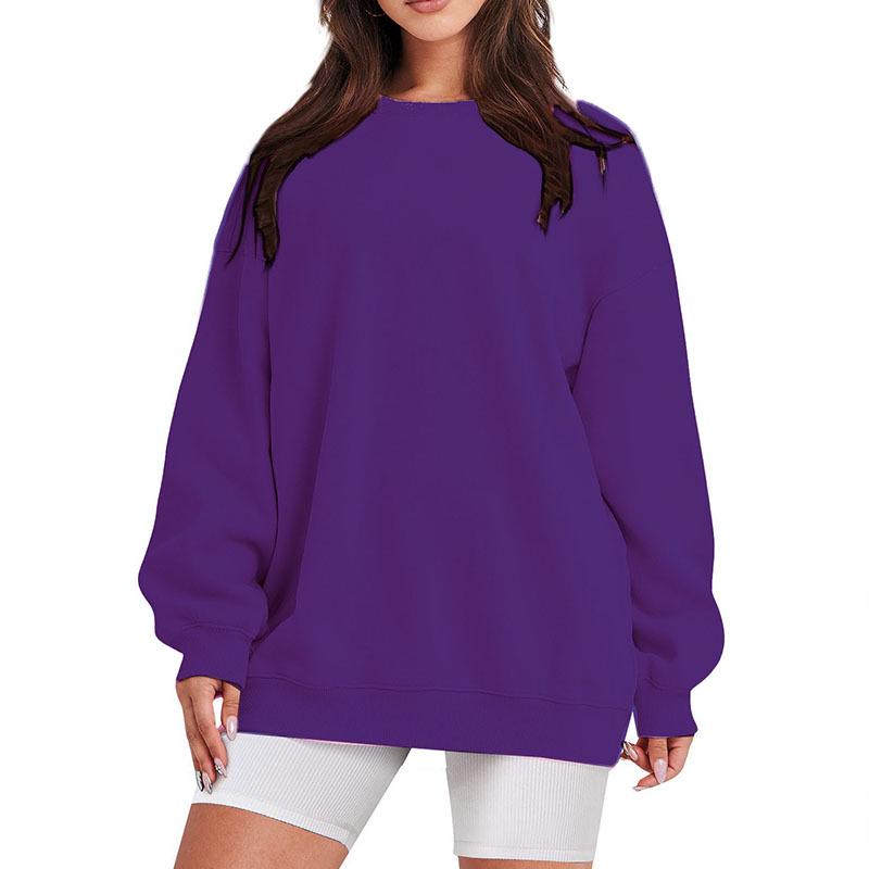 Unisex Crew Neck Long Sleeve Loose Fit Casual Top Solid Color Basic Sweatshirt Korean Fashion Pullover Blouse