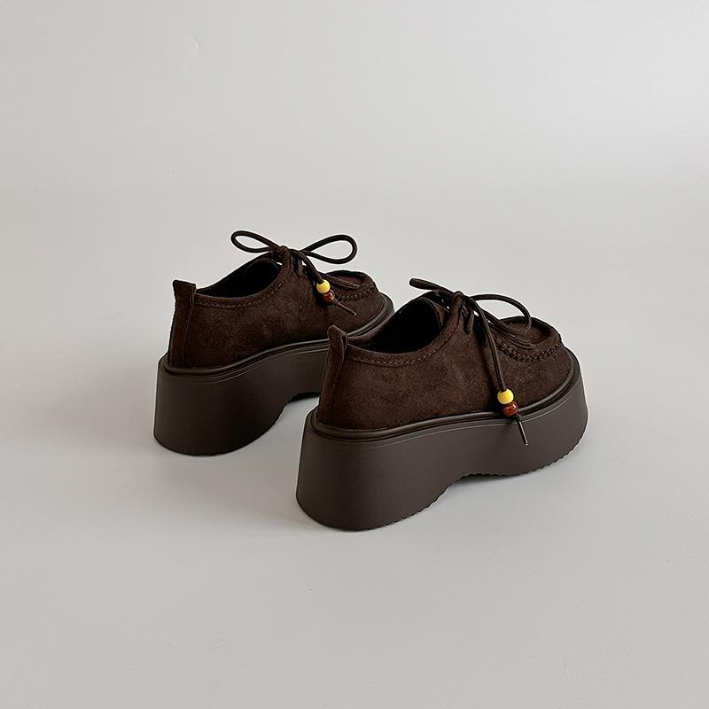 Retro Platform Beaded Lace-up Martin Boots Women's Autumn and Winter Lace-up Fashion Matte Leather Versatile Platform Casual Shoes Tide