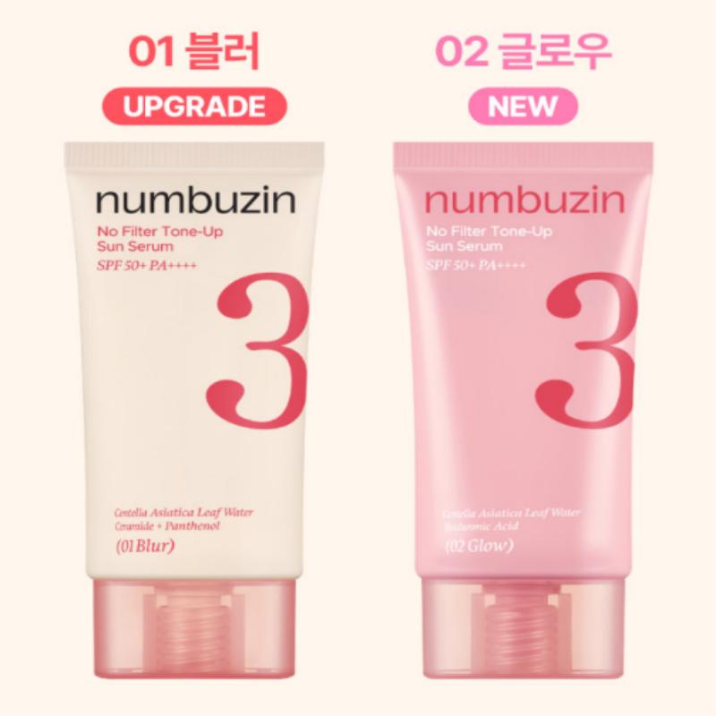 NUMBUZIN No.3 No Filter Tone Up Sun Serum 50ml (3 Options)