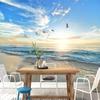 3d Seagull Mural Blue Sky White Clouds Wallpaper Sea Landscape Wall Mural Boys Girls Kids Room Living Room Backdrop Wallpaper