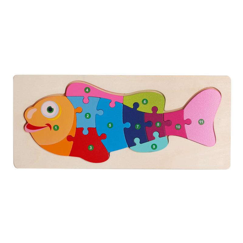 Cartoon Animal 3D Wooden Puzzle Baby Montessori Toys For Toddlers Early Learning Cognition Educational Jigsaw Toy