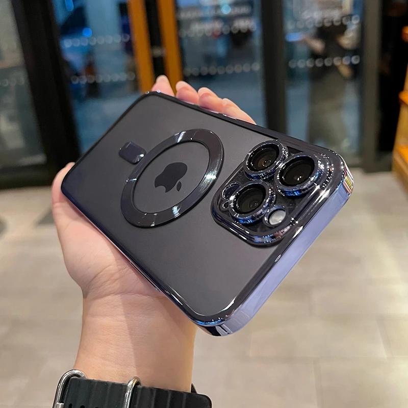 

Роскошный прозрачный чехол Magsafe для беспроводной зарядки iPhone 15 14 13 12 11 16 Pro Max Plus X Xs Max XR Магнитный силиконовый чехол For iPhone 16Pro Max