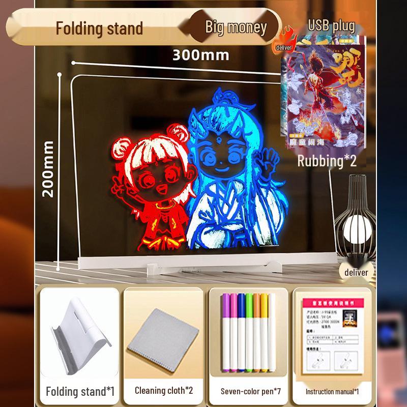 Kids' DIY Luminous Acrylic Message Board: Light-Up Drawing & Writing Display