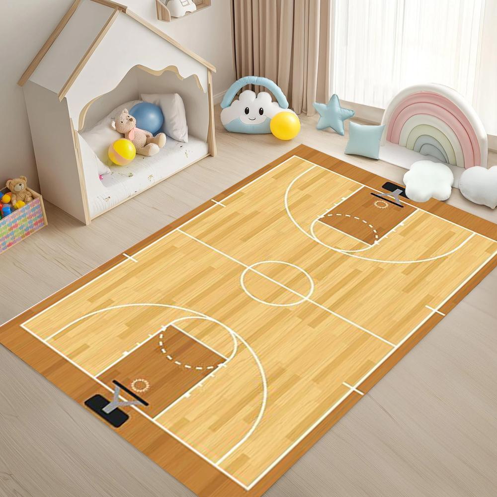 

Sports Theme Play Rug – Racing Track, Basketball & Soccer Field Design for Kids’ Bedroom or Playroom, Non-Slip 40x60cm