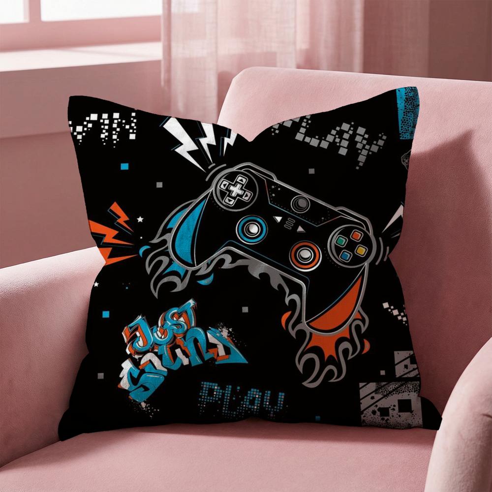 Colorful Graffiti Game Gamepad Cushion Cover Multi-Scene Pillow Cover for Home & Car - Reversible, Soft & Durable for Daily Use