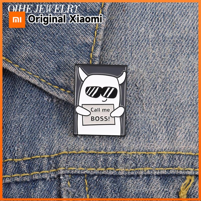 Xiaomi Call Me Boss Little Devil Enamel Pin Cool Devil Wearing Sunglasses Brooch Clothes Lapel Badge Fun Jewelry Gift for Office Worker