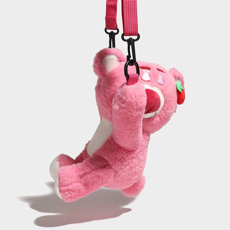 Furry Strawberry Bear Messenger Bag Women's Autumn and Winter New Cute One-shoulder Furry Bag Plush Mobile Phone Bag