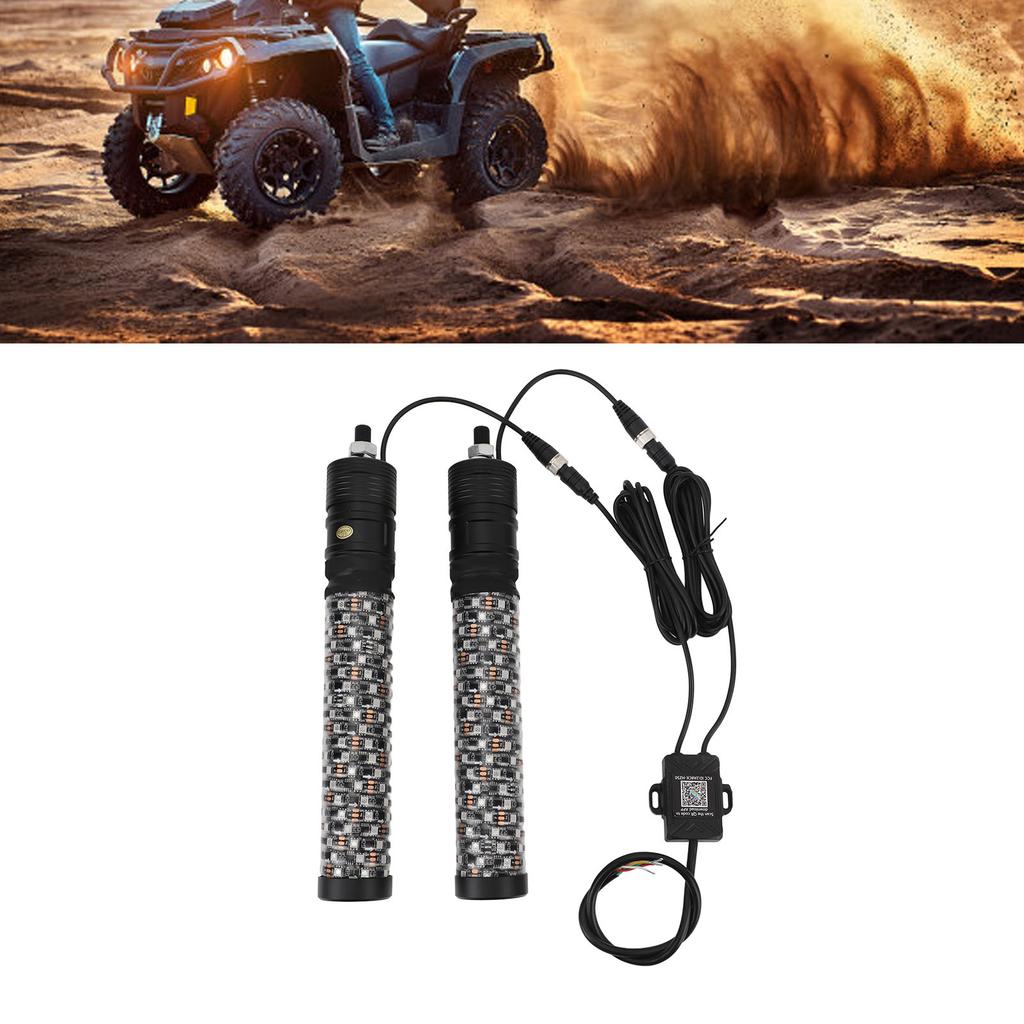 2pcs 12‑24V RGB LED Whip Light Waterproof App Remote Control 366 Modes Chasing Whip   for UTV ATV Off Road Sand Truck Boat