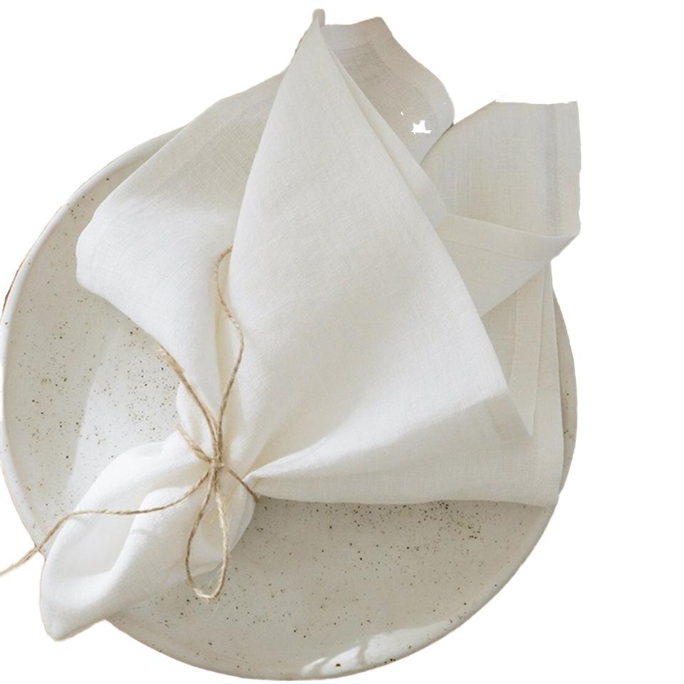 Premium Linen Cotton Blend White Table Napkins Disposable Decorative Solid Color Home Airplane Wedding Parties Dinners Available