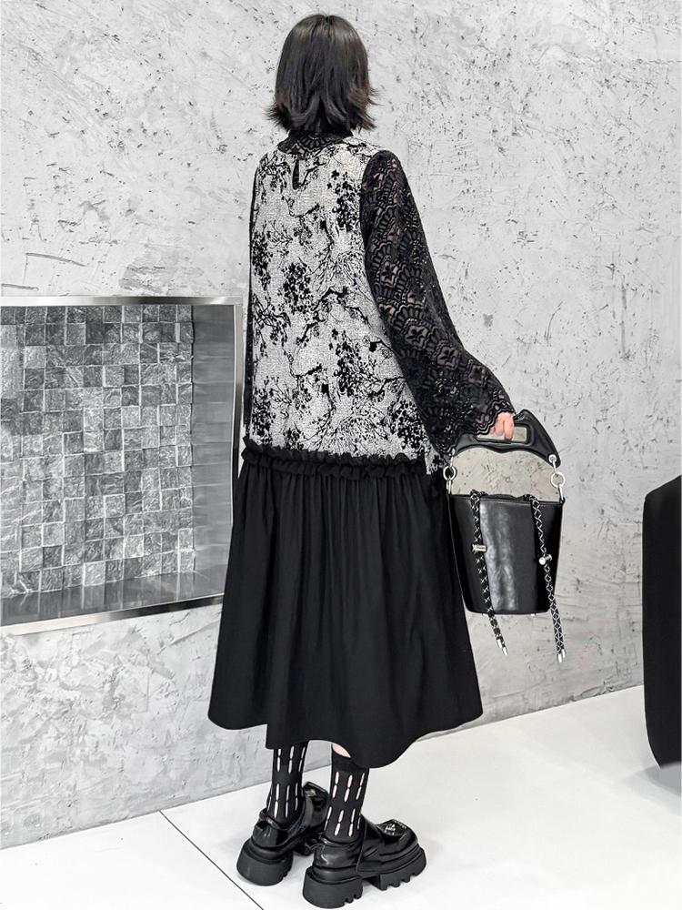 Xitao Jacquard Patchwork Kleid mit essbarem Baumpilz GMM1289