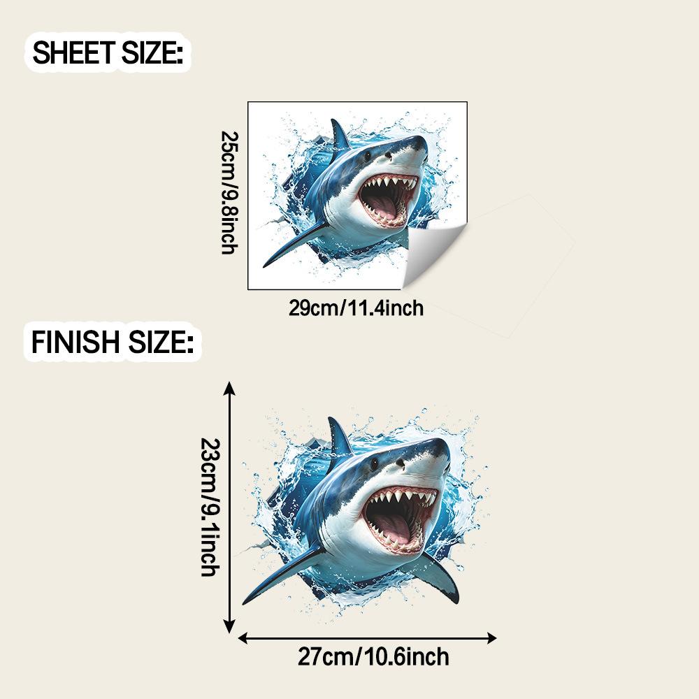 Creative Hole Sticker - Shark Bathroom/Washroom Home Decor Wall Covering Wallpaper