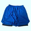 Men Shorts Double Layer Drawstring Fake Two Piece Elastic Waist Knee Length Shorts for Training
