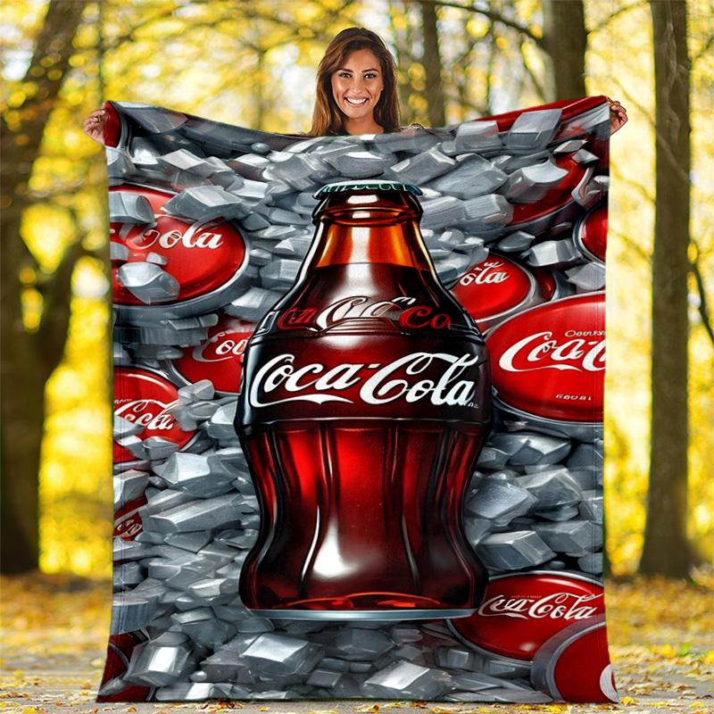 Christmas Gift Halloween Themed Cola Beverage Coca Cola Blanket Soft Home Furnishing Nap Decoration Four Seasons Warm Sherpa Blanket U24