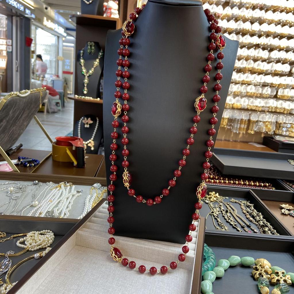 10Mm Beads Super Long Stacked With Glazed Necklace Long Light Luxury