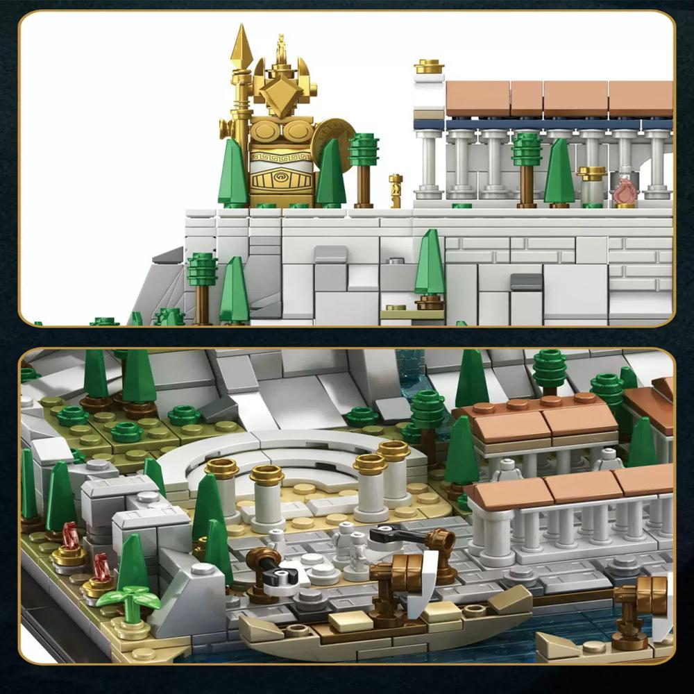MOC Nové Řecko Akropolis v Athénách Hrad Stavebnice Parthenon Amfiteátr Věž Architektura Cihlová Hračka Dětský Dárek