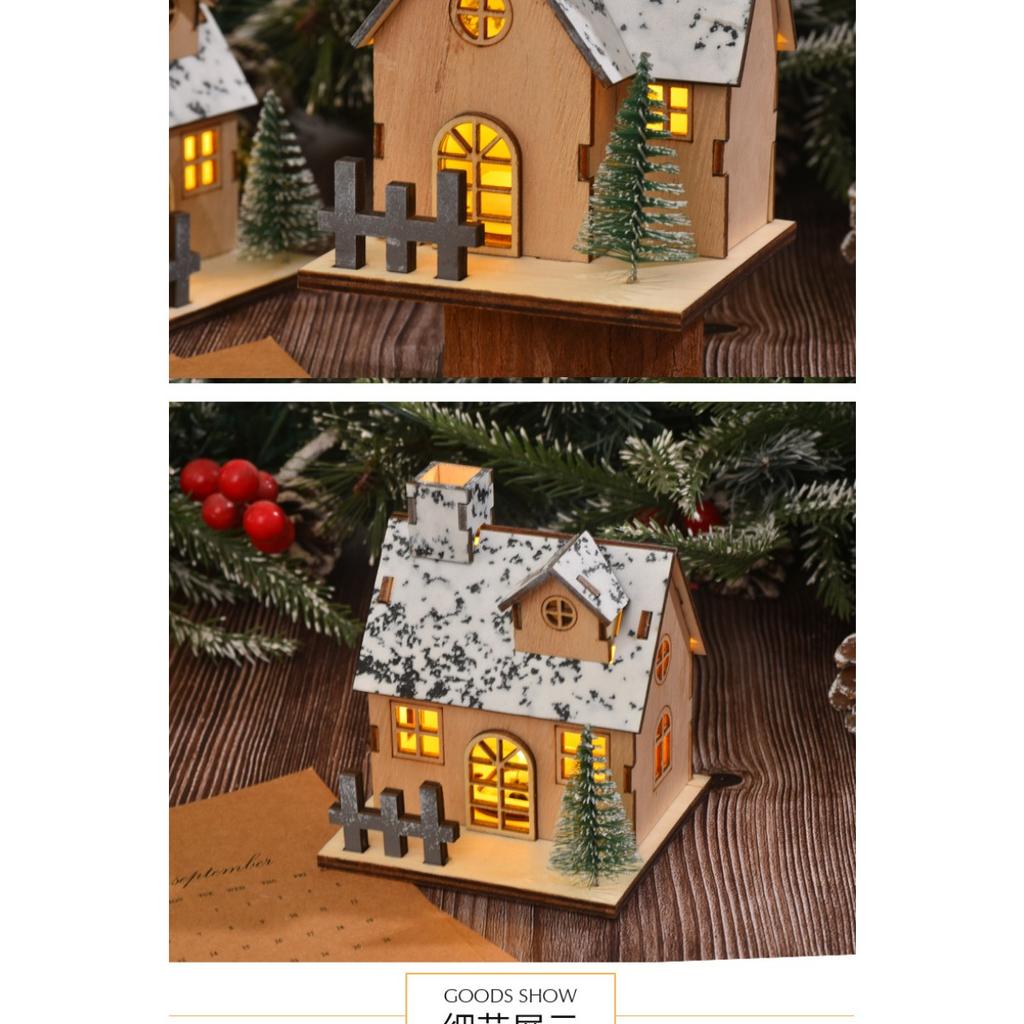 Christmas Decoration Luminous Wooden House LED Wooden Christmas House, Luminous Wooden House Decoration, Christmas Halloween Birthday Party