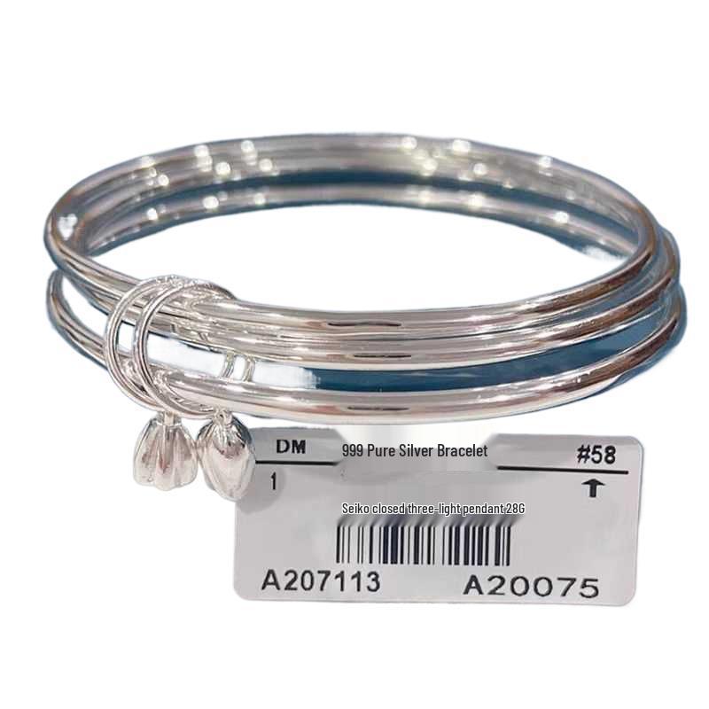 Three Lives Three Worlds Pure 9999 Sterling Silver Bracelet for Women - Young Style Gift for Girlfriend