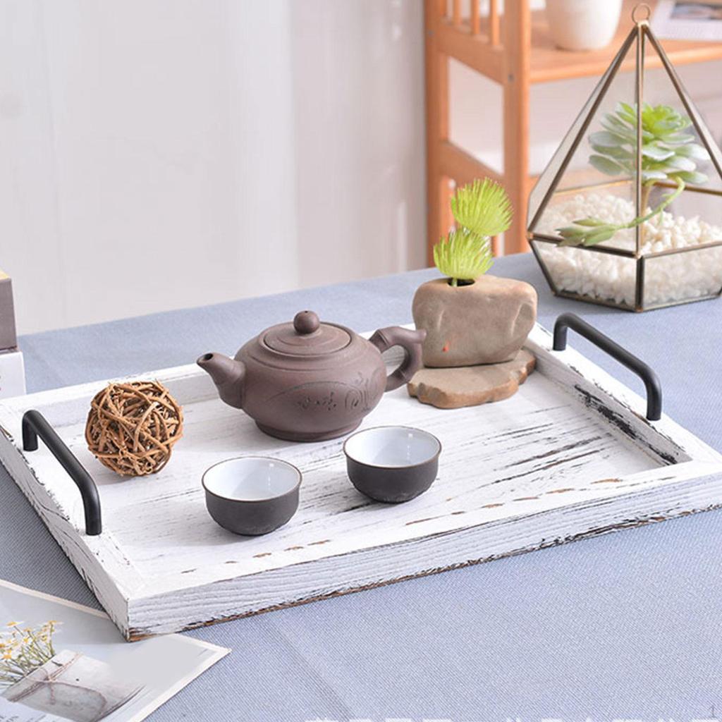 2 Pack Rustic Serving Trays, Stylish Board, Multipurpose Vintage Platters, Wooden Board for