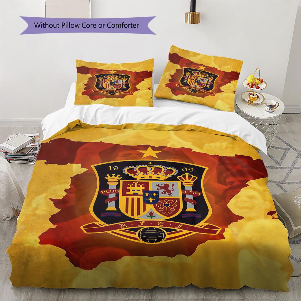 Motivo Logo Calcio Spagna Biancheria da Letto Decorazione Casa Regalo di Compleanno (1 * copripiumino + 2 * federa, senza nucleo),merchandising per fan.