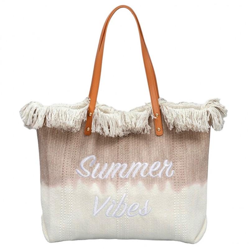 Boho Holiday Beach Bag with Fringes Brown Ombre For Shopping Fashion