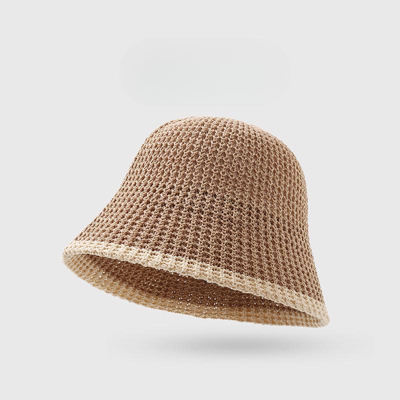 Весенне-осенняя корейская шляпа для женщин, универсальная вязаная ажурная шляпа-рыбак, дышащая, с защитой от солнца, шляпа от солнца, маленькая шляпа-панама 52-56cm