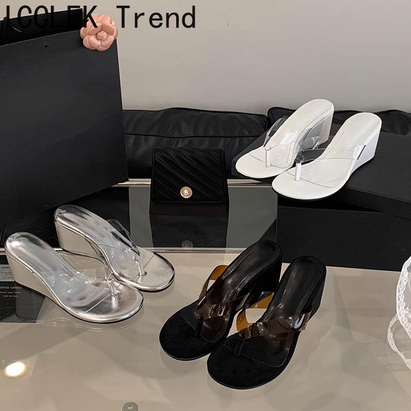 New Summers Wedges Heel Women's Slipper Fashion PVC Transparen Clip Toe High Heels Party Dress Slides