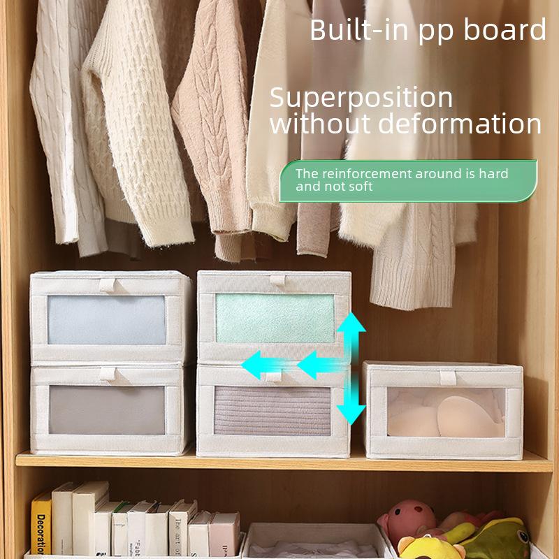 Cutii de depozitare pentru haine pliabile, organizatoare de dulap din material textil cu capace, cutii de depozitare pentru haine, jucării, pantofi, dormitor, sufragerie din bumbac (12L)