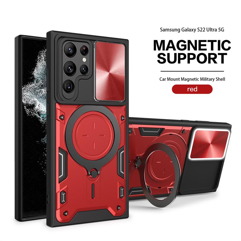 Pentru Samsung Galaxy S22 Ultra Husă Slide Camera Protect Carcasă pentru telefon pentru Samsung S 22 Ultra S22 + Plus Suport auto Carcasa Armura Spate