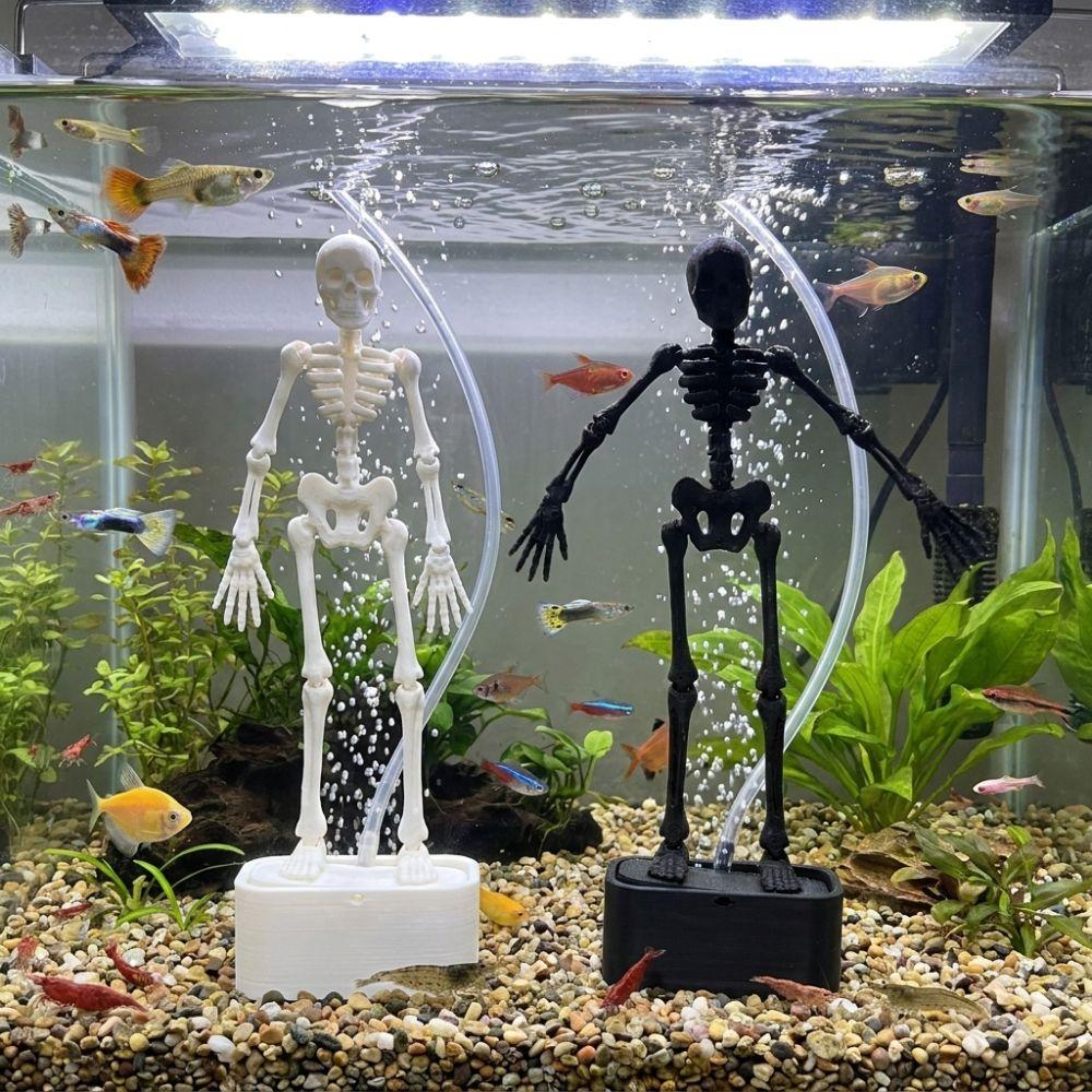 Luminous Dancing Skeleton Aquarium Bubbler Skeleton Underwater Decor Prop Aquatic Landscaping