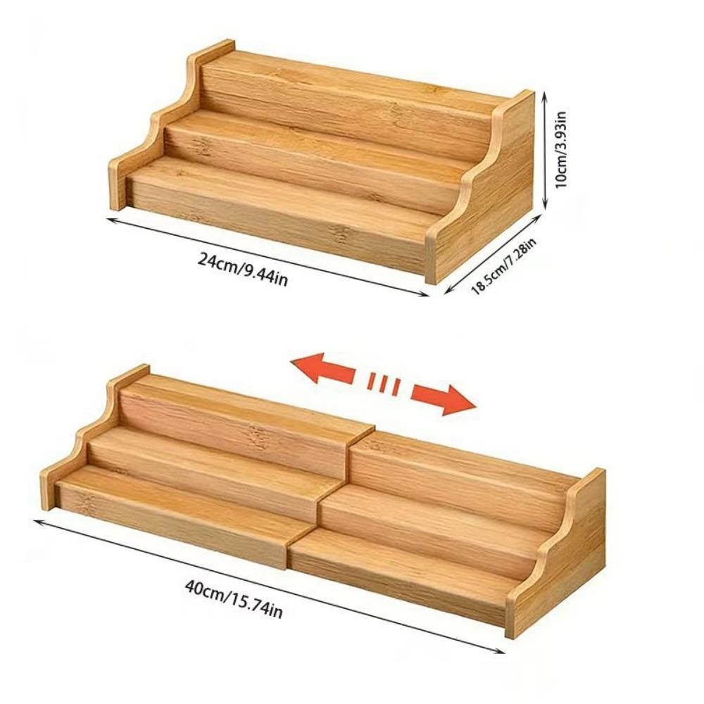 3-Tier Kitchen Cabinet Organizer Bamboo Spice Storage Shelf Spice Rack Organizer  Cabinet