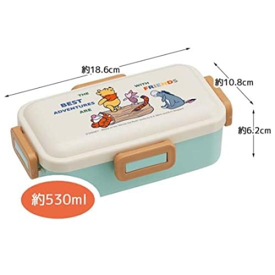 Skater Winnie the Pooh 23 Outdoor Antibacterial Dishwasher Safe Fluffy Lunch Box Lock 1 Tier Lunch Box 530ml Case Set Lunch Cloth Pooh Character