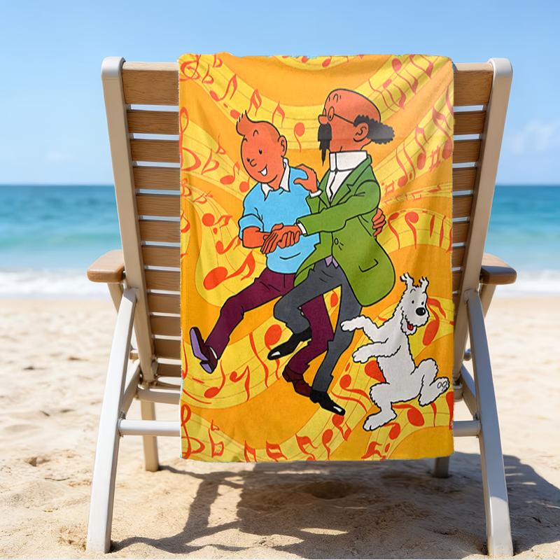 Asciugamano da spiaggia proof con un motivo de Le Avventure di Tintin2 - morbido, assorbente, ad asciugatura rapida, lavabile in lavatrice - perfetto per nuotare, campeggio, balneazione