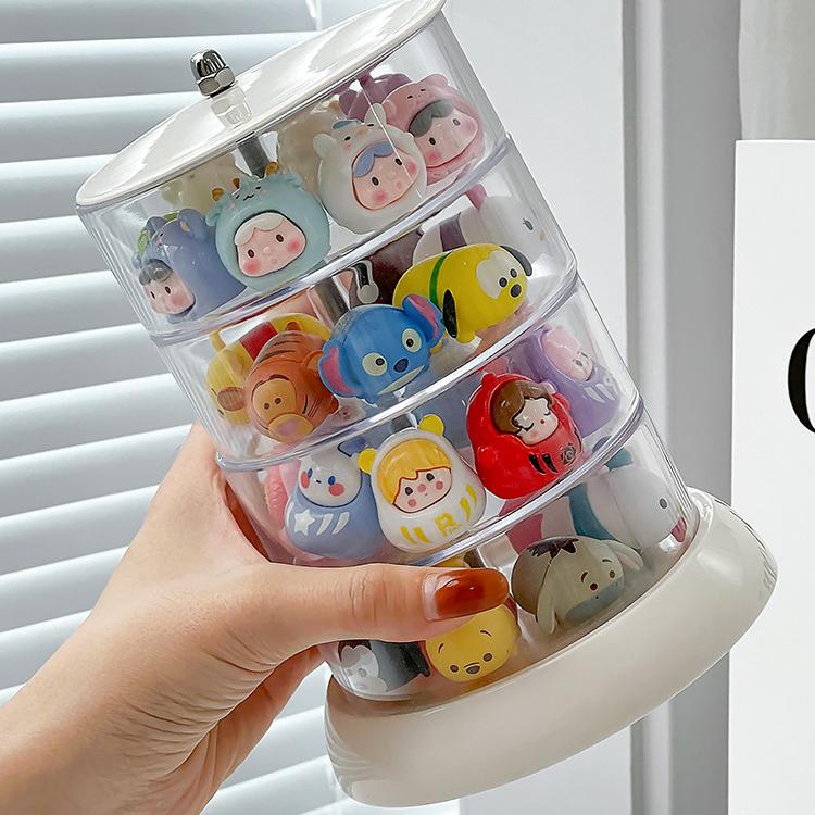 Rotating Cute Granule Storage Box, Multi-layer Small Ornament Display Rack, Cartoon Storage Parts Box