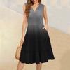 Women's Summer V-Neck Casual Pleated Ruffle Gradient Sleeveless Dresses