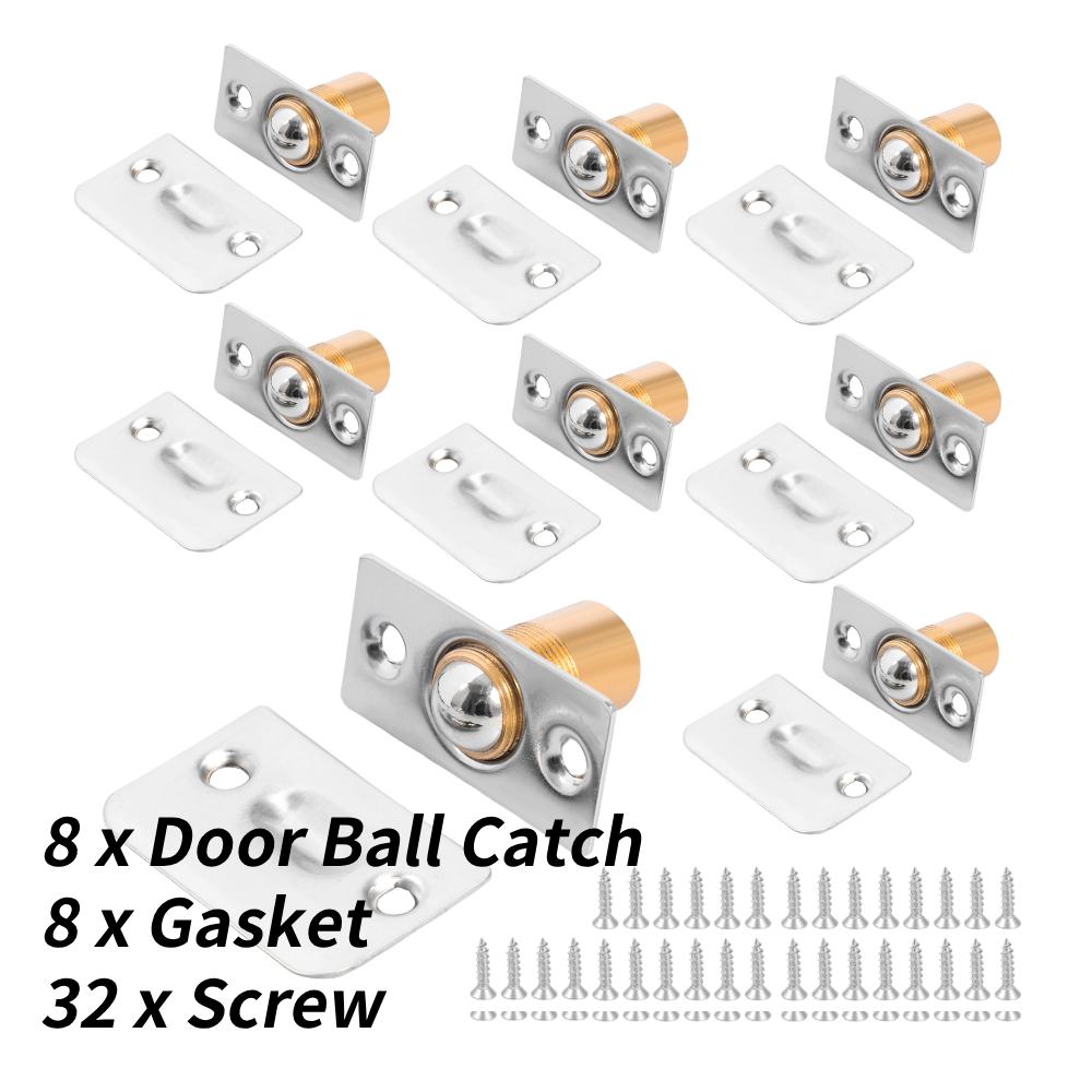 

8Pcs Upgraded Ball Catch Door Latch Stainless Steel Durable Adjustable Invisible Cabinet Door Latch Furniture Hardware Accessory