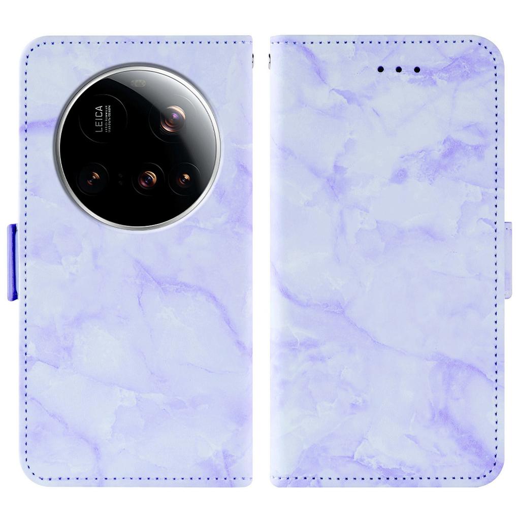 For Xiaomi 15 Ultra Leather Case Marble Pattern Phone Wallet Stand Cover with Wrist Strap