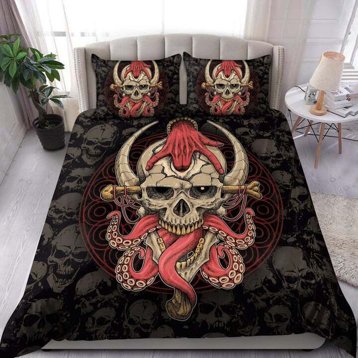 Skull Printed Bedding Set Duvet Cover Soft Comforter Cover Sets Gift for Dad
