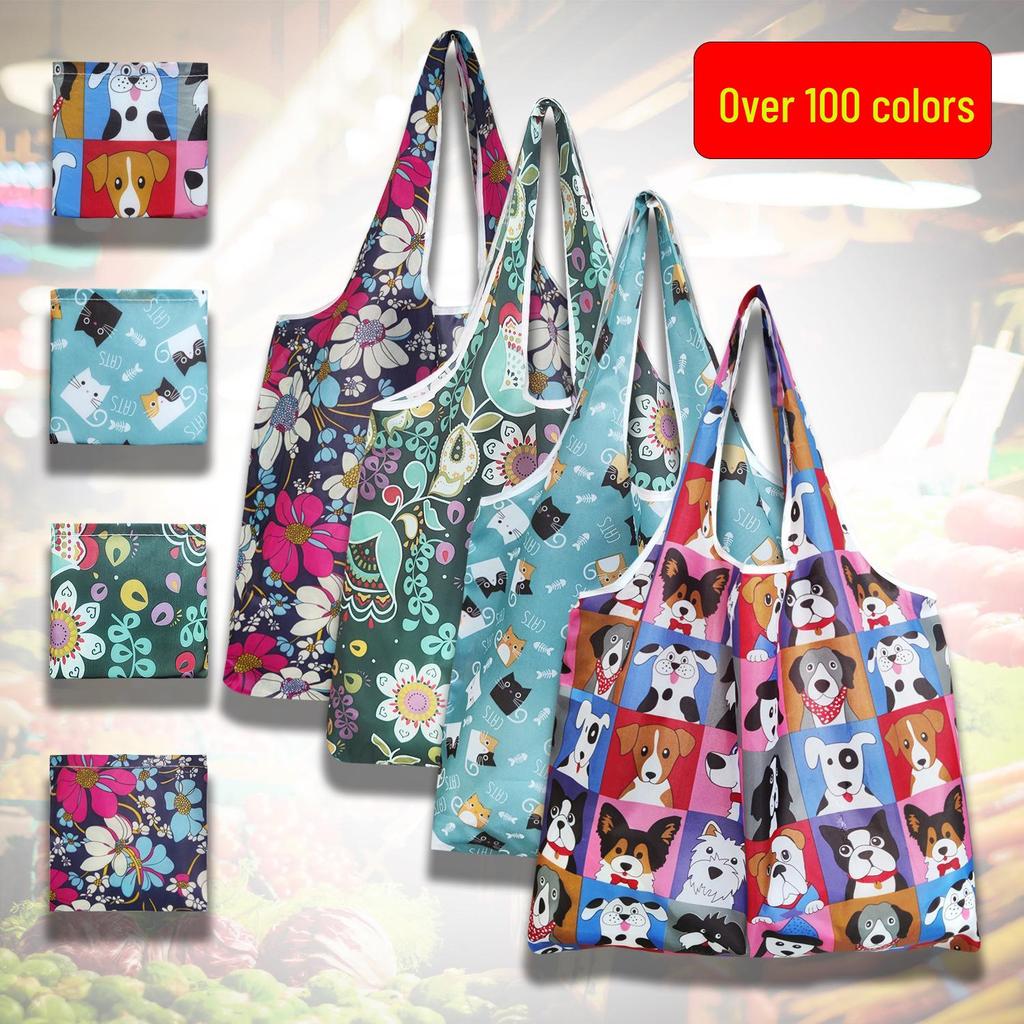 Eco-Friendly Large Capacity Foldable Tote Bag - Creative, Portable, Printed, and In Stock