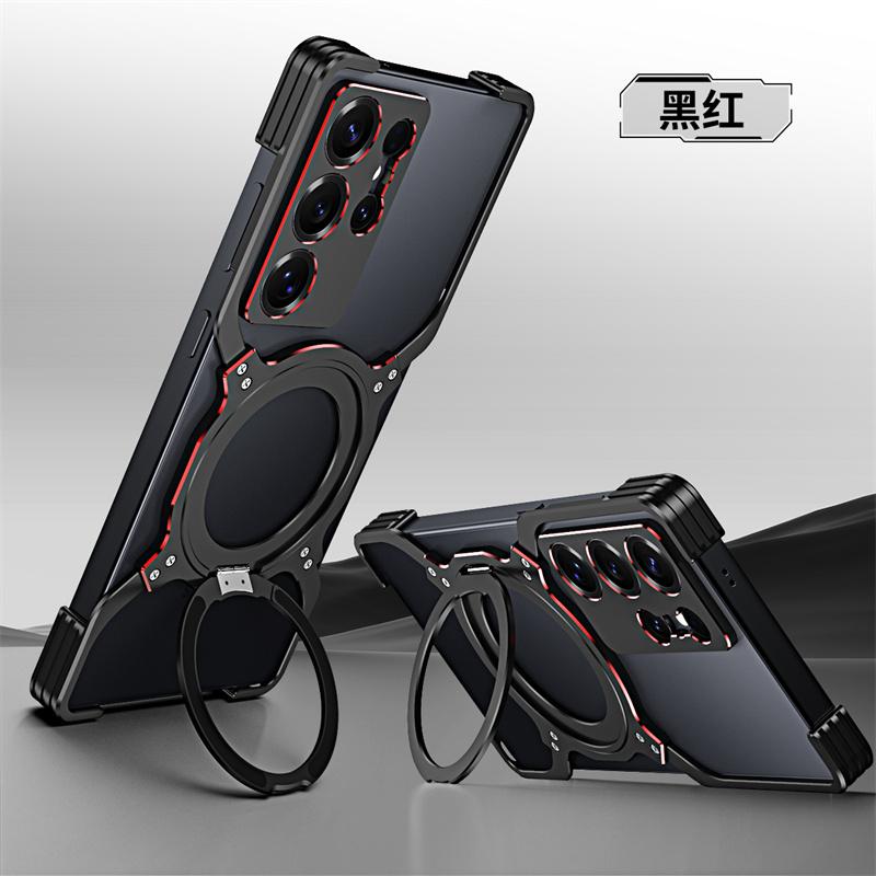 Titanium Metal Phone Case For For Samsung Galaxy S23 S24 S25 Ultra Plus Aluminum Alloy Bumper 360° Magnetic Lens Protect Frame Cover